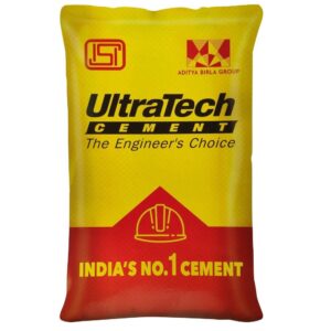 ultratech 50 kg cement packed in a yellow bag