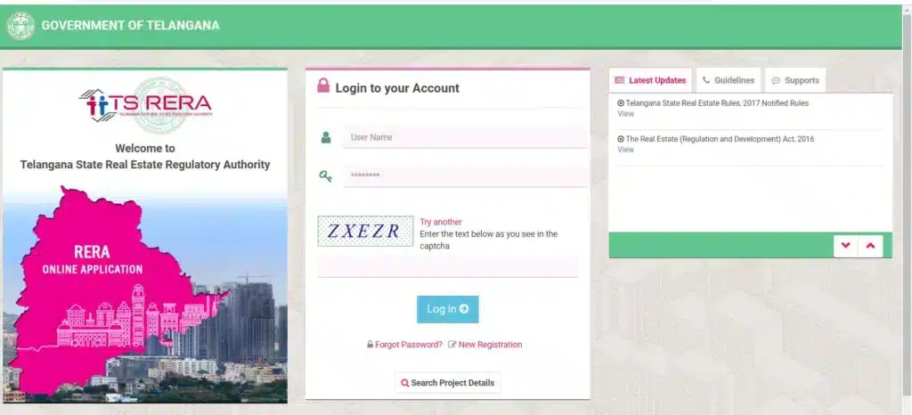 ts rera login page